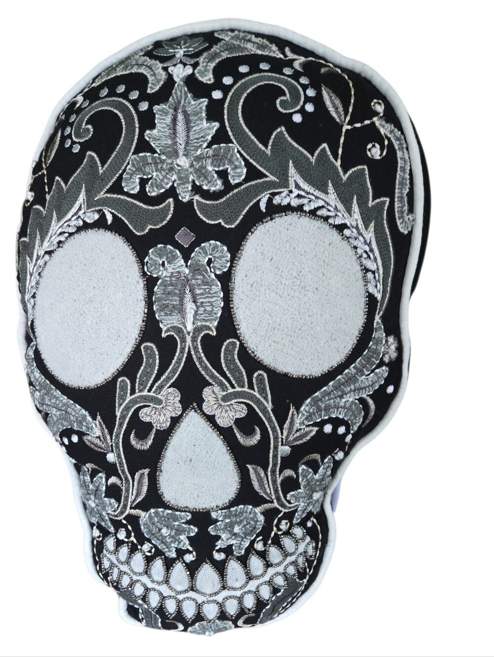 Christian Lacroix Black and Silver Skull Accent Pillow